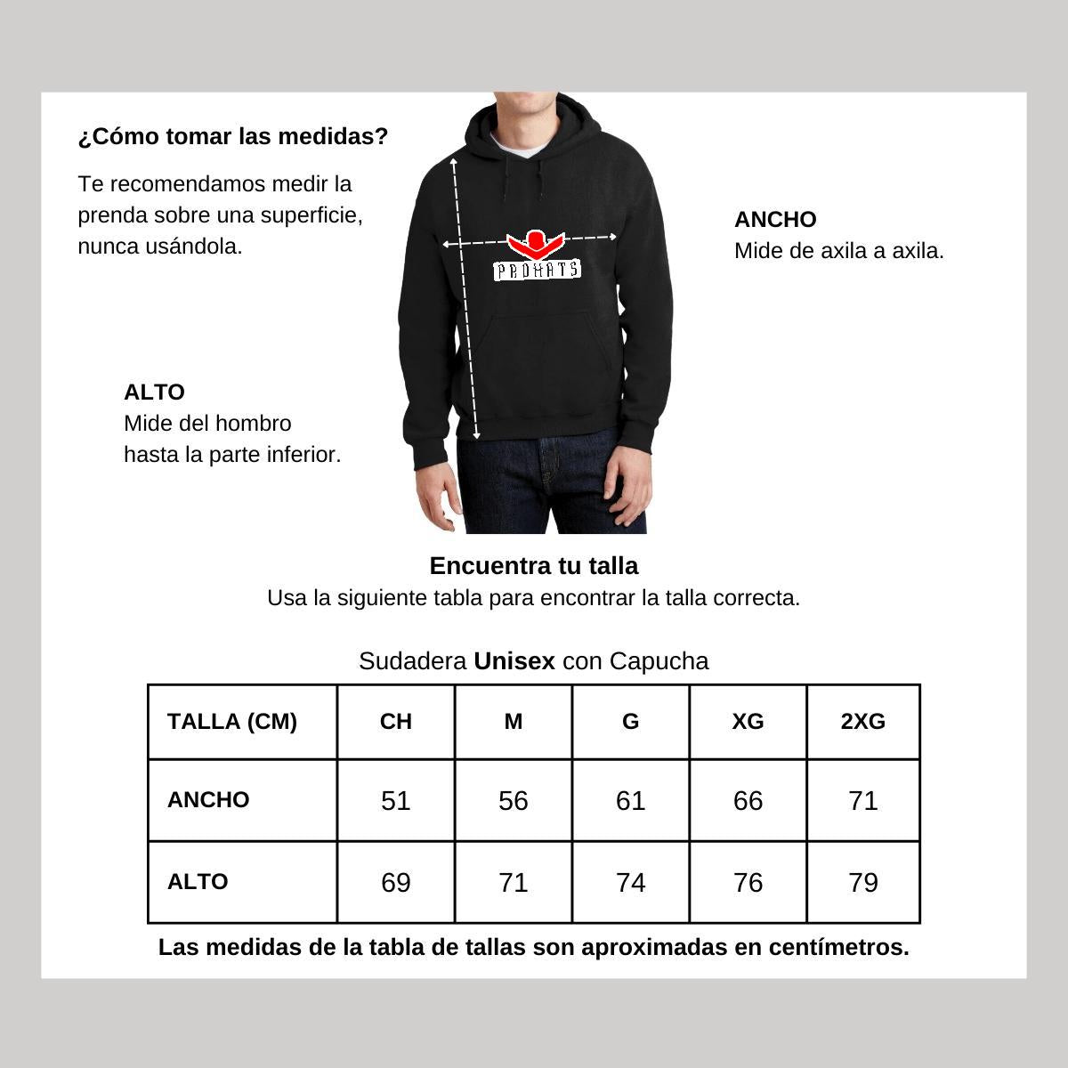 Sudadera c/Capucha Unisex Negro Personalizable Logo