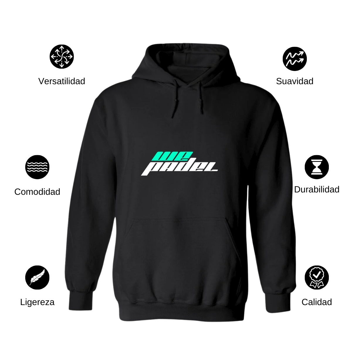 Sudadera c/Capucha Unisex Negro Personalizable Logo