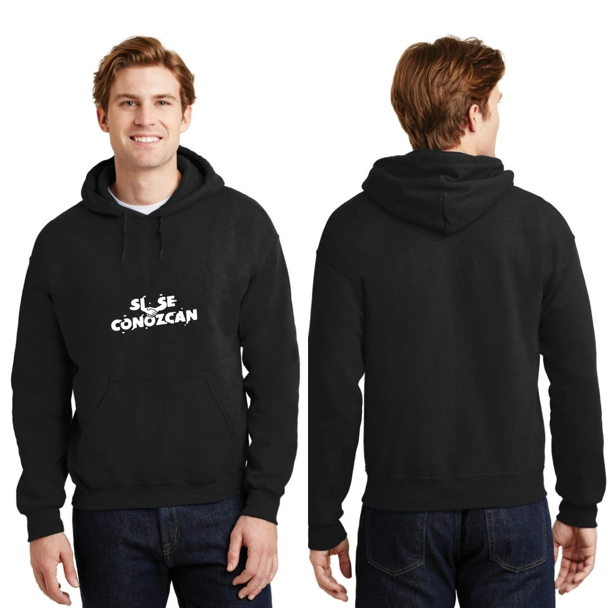 Sudadera c/Capucha Unisex Negro Personalizable Logo Si Se Conozcan