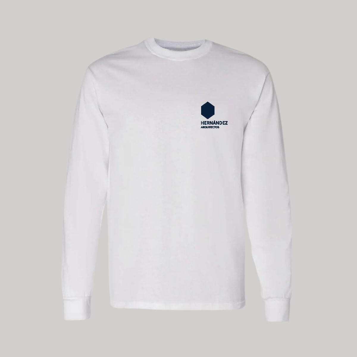 Playera Manga Larga Algodón Blanco Escudo