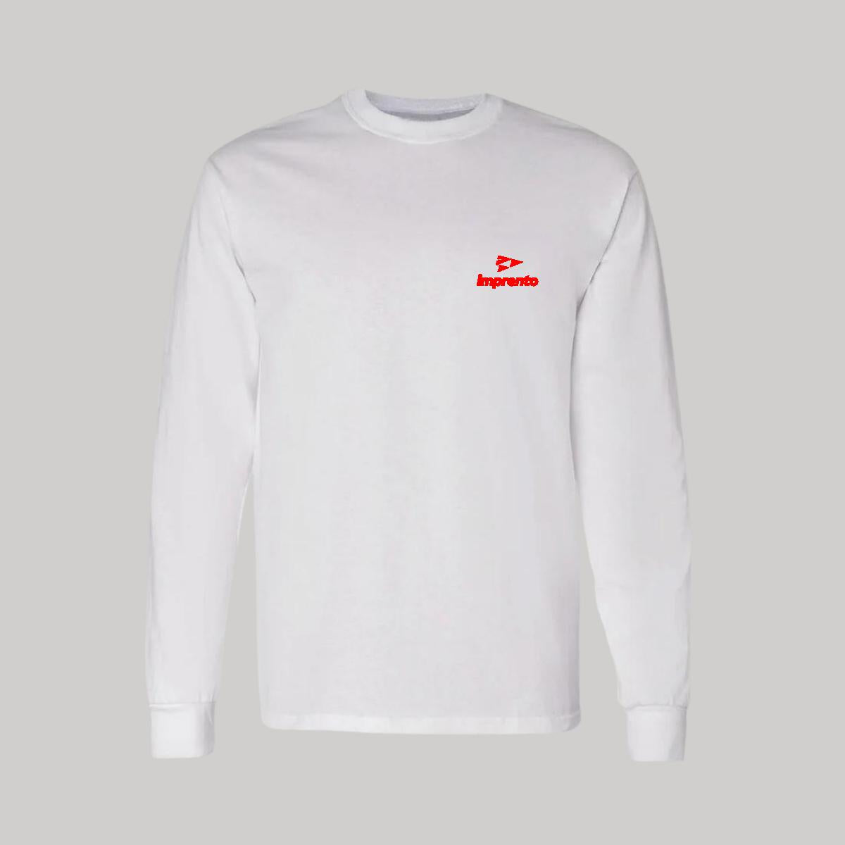 Playera Manga Larga Algodón Blanco Escudo