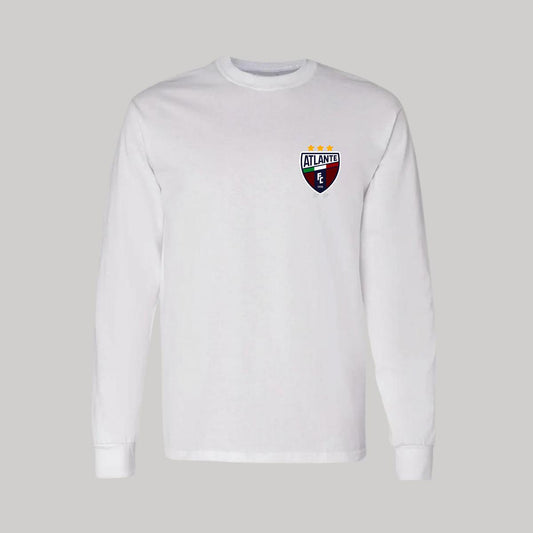 Playera Manga Larga Algodón Blanco Escudo