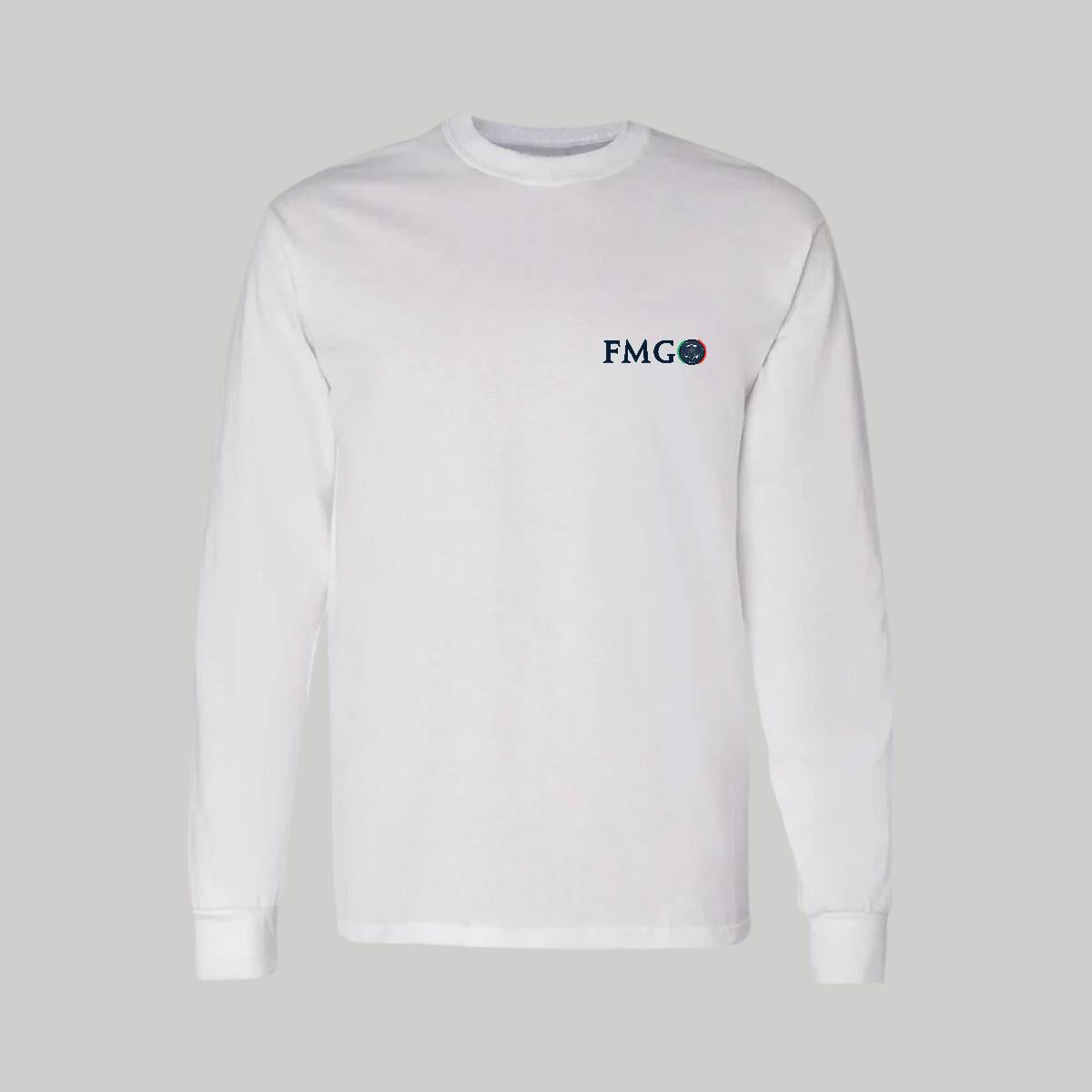 Playera Manga Larga Algodón Blanco Escudo