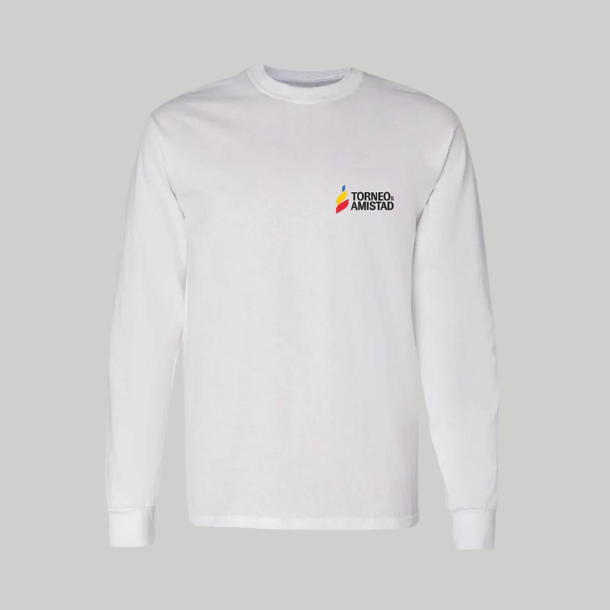 Playera Manga Larga Algodón Blanco Escudo