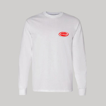 Playera Manga Larga Algodón Blanco Escudo