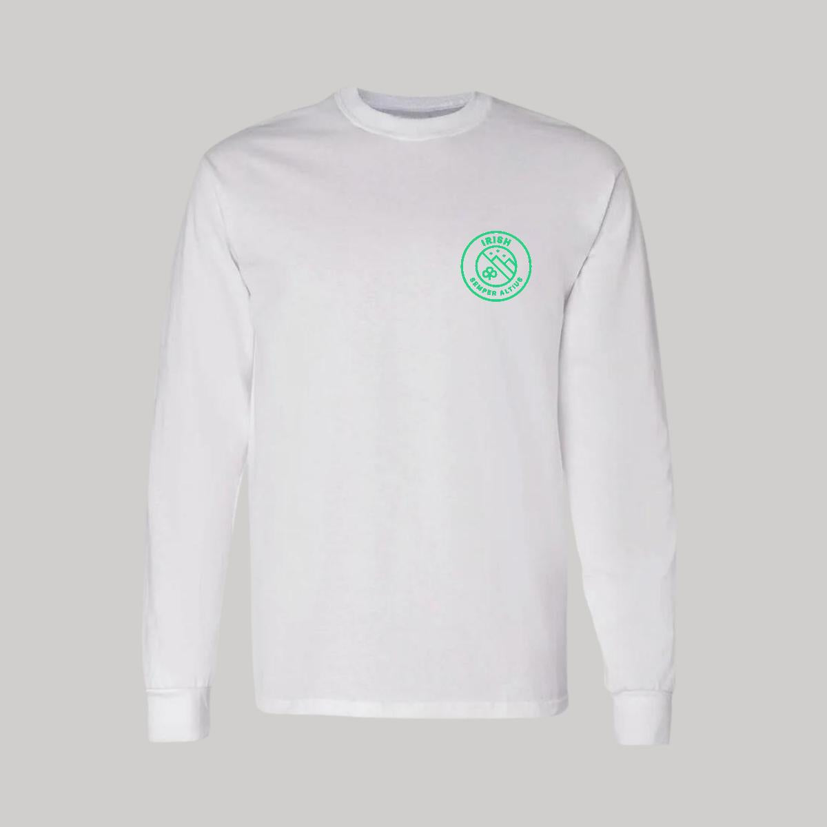Playera Manga Larga Algodón Blanco Escudo