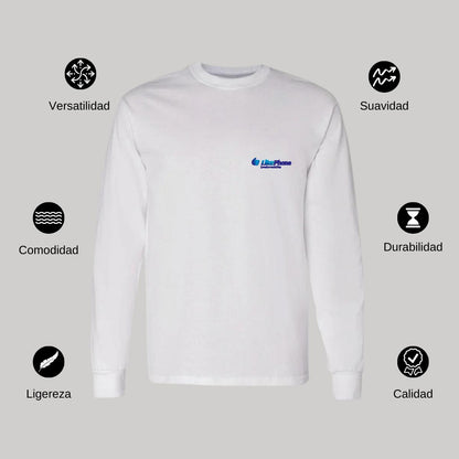 Playera Manga Larga Algodón Blanco Escudo
