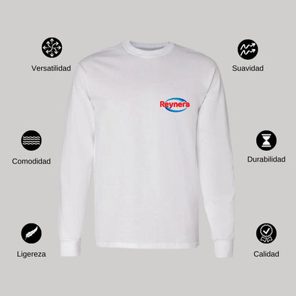 Playera Manga Larga Algodón Blanco Escudo