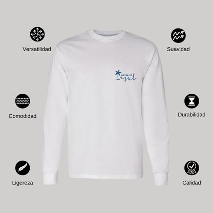 Playera Manga Larga Algodón Blanco Escudo