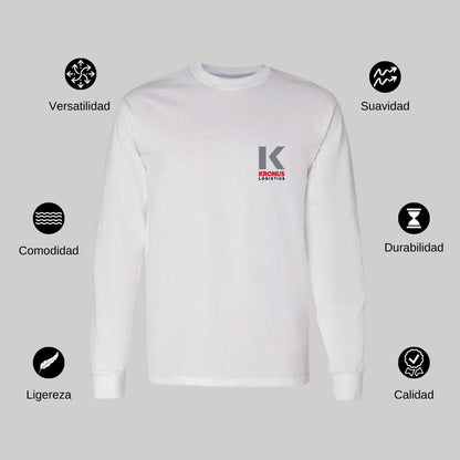 Playera Manga Larga Algodón Blanco Escudo