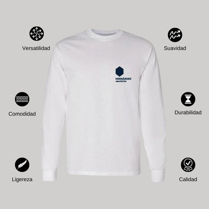 Playera Manga Larga Algodón Blanco Escudo