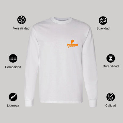 Playera Manga Larga Algodón Blanco Escudo