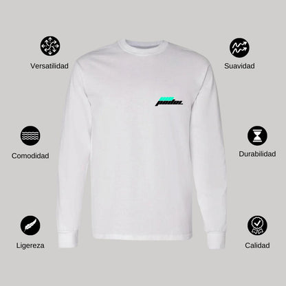 Playera Manga Larga Algodón Blanco Escudo