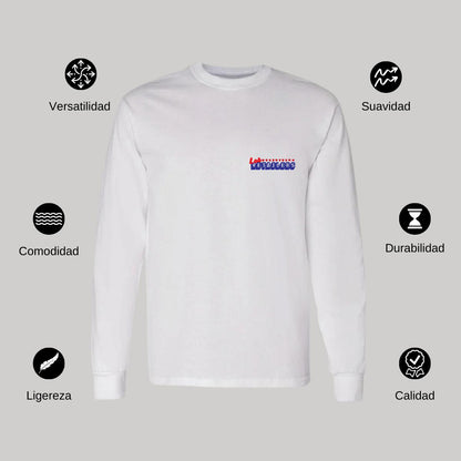 Playera Manga Larga Algodón Blanco Escudo