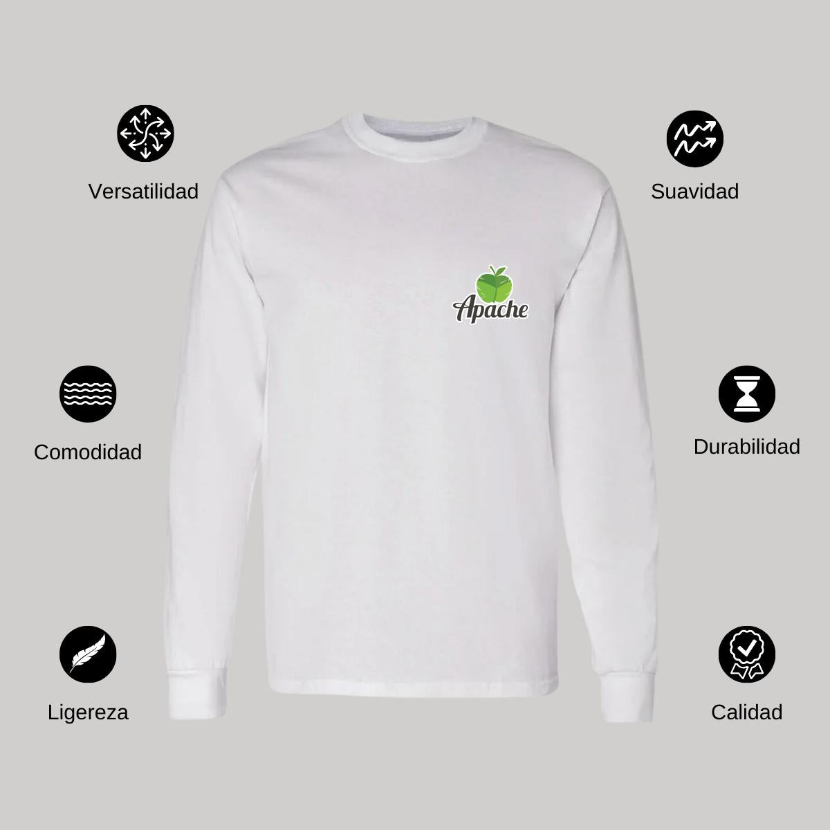Playera Manga Larga Algodón Blanco Escudo