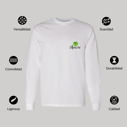 Playera Manga Larga Algodón Blanco Escudo
