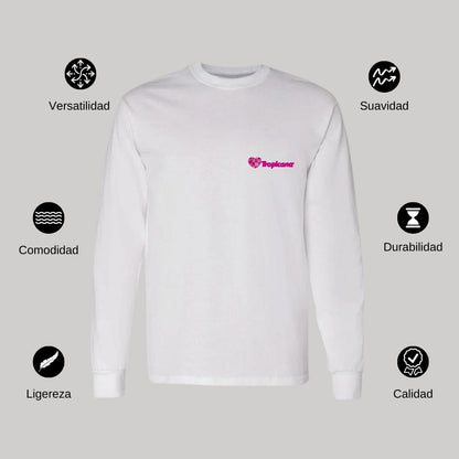 Playera Manga Larga Algodón Blanco Escudo