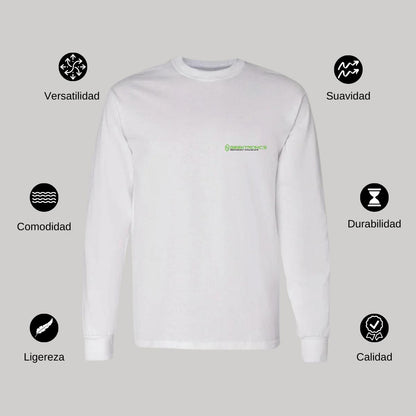 Playera Manga Larga Algodón Blanco Escudo