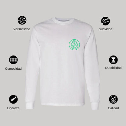 Playera Manga Larga Algodón Blanco Escudo