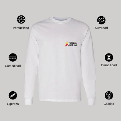 Playera Manga Larga Algodón Blanco Escudo
