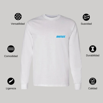 Playera Manga Larga Algodón Blanco Escudo