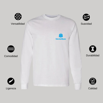 Playera Manga Larga Algodón Blanco Escudo