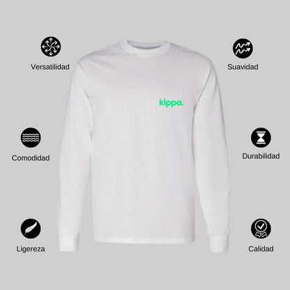 Playera Manga Larga Algodón Blanco Escudo