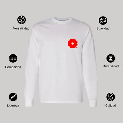 Playera Manga Larga Algodón Blanco Escudo