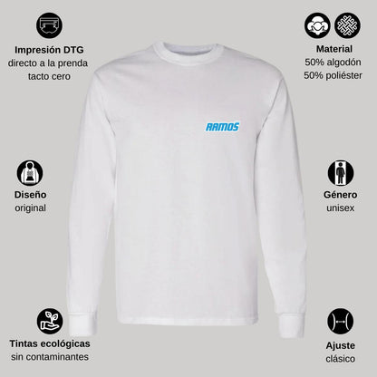 Playera Manga Larga Algodón Blanco Escudo
