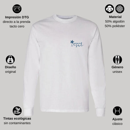 Playera Manga Larga Algodón Blanco Escudo