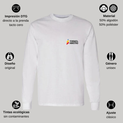 Playera Manga Larga Algodón Blanco Escudo