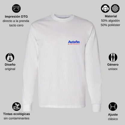 Playera Manga Larga Algodón Blanco Escudo