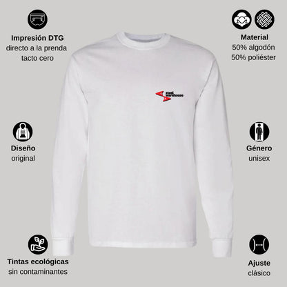 Playera Manga Larga Algodón Blanco Escudo
