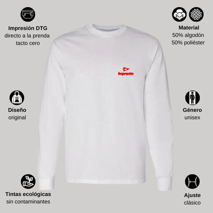 Playera Manga Larga Algodón Blanco Escudo