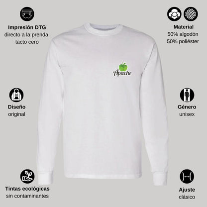 Playera Manga Larga Algodón Blanco Escudo