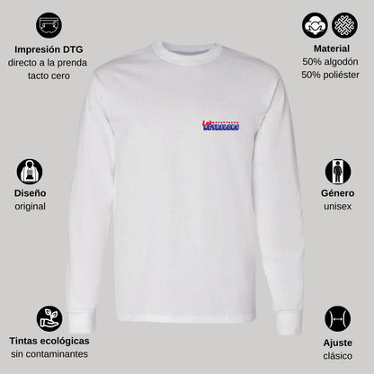Playera Manga Larga Algodón Blanco Escudo