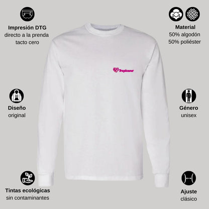 Playera Manga Larga Algodón Blanco Escudo