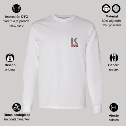Playera Manga Larga Algodón Blanco Escudo