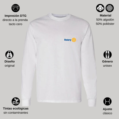 Playera Manga Larga Algodón Blanco Escudo