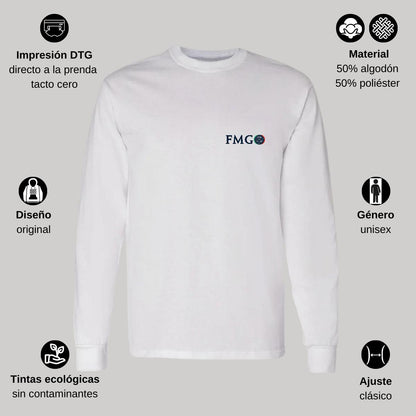 Playera Manga Larga Algodón Blanco Escudo