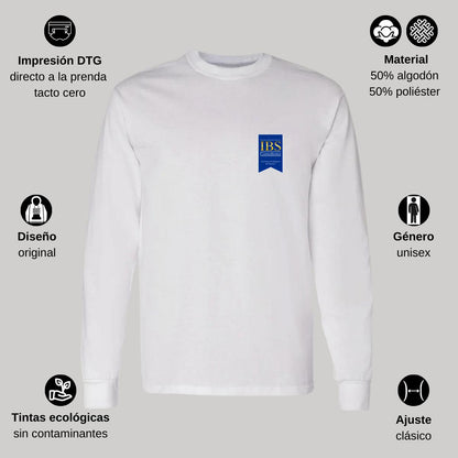 Playera Manga Larga Algodón Blanco Escudo