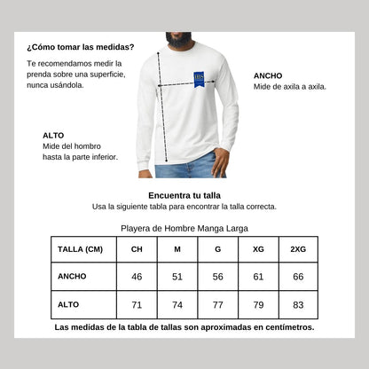Playera Manga Larga Algodón Blanco Escudo