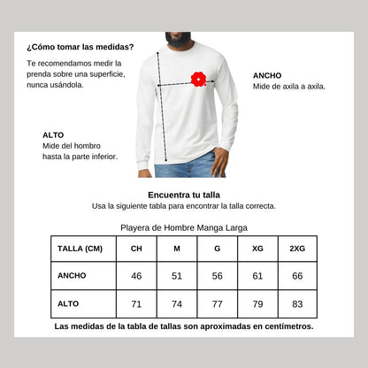 Playera Manga Larga Algodón Blanco Escudo
