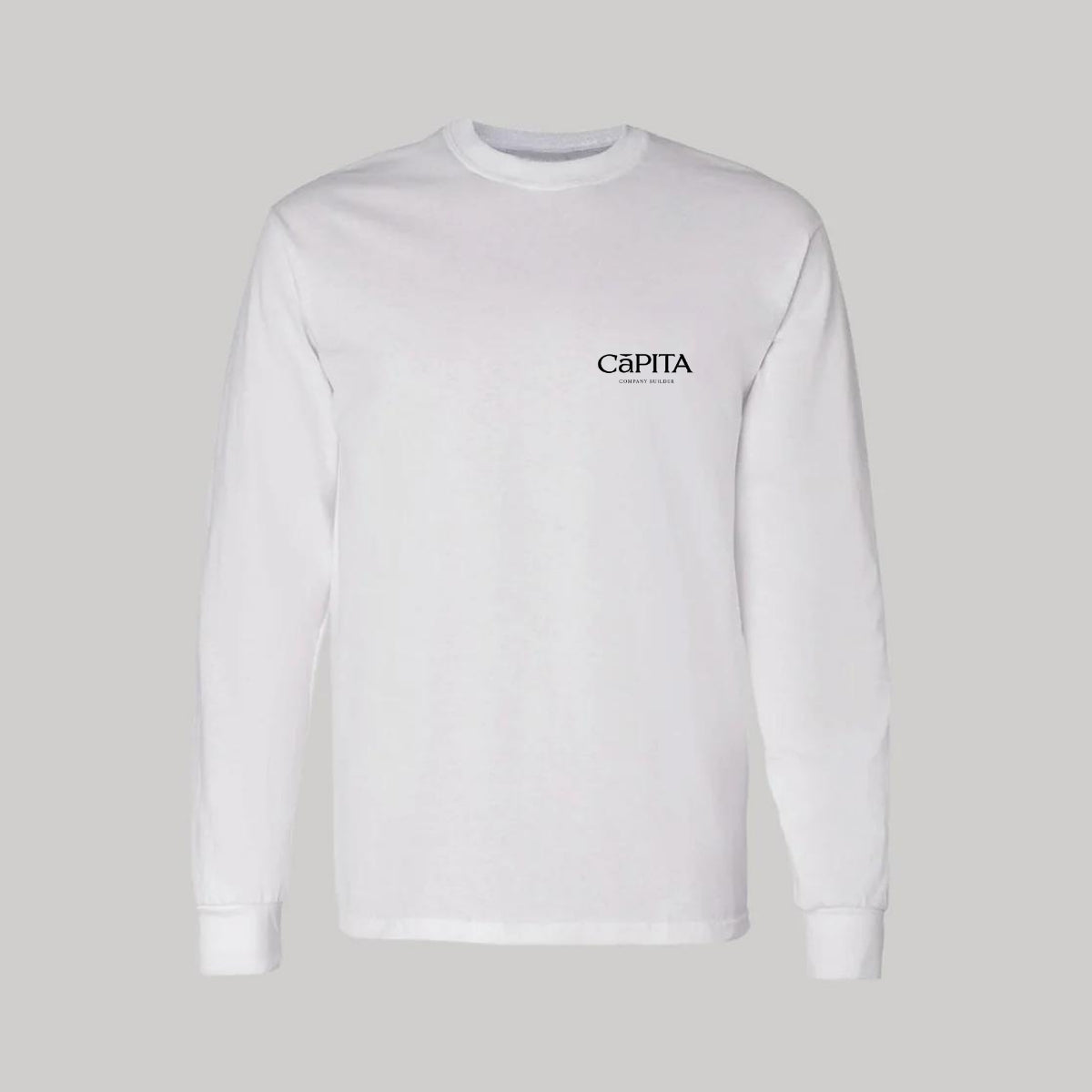 Playera Manga Larga Algodón Blanco Escudo