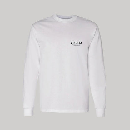 Playera Manga Larga Algodón Blanco Escudo