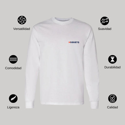 Playera Manga Larga Algodón Blanco Escudo