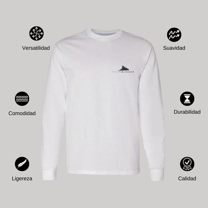 Playera Manga Larga Algodón Blanco Escudo