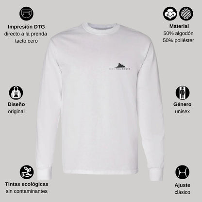 Playera Manga Larga Algodón Blanco Escudo