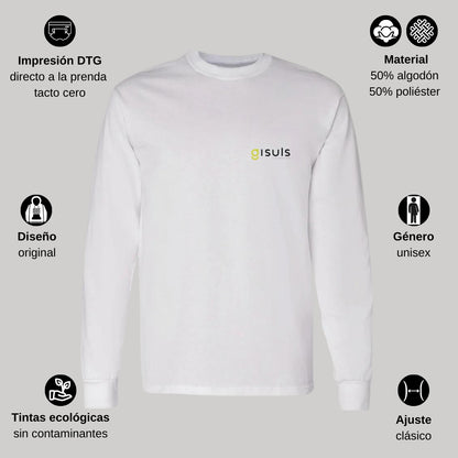 Playera Manga Larga Algodón Blanco Escudo