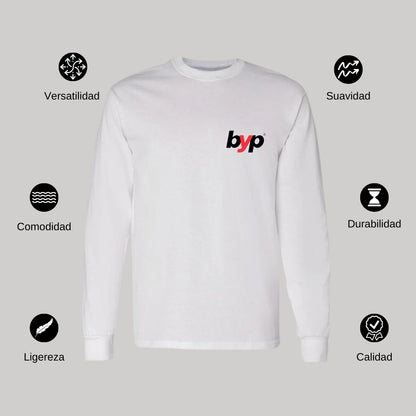Playera Manga Larga Algodón Blanco Escudo